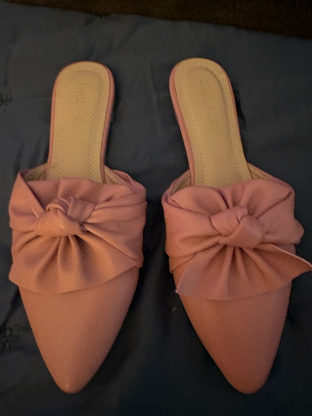 Chase + Chloe Dusty Rose Knot-Front Pointed Mules
